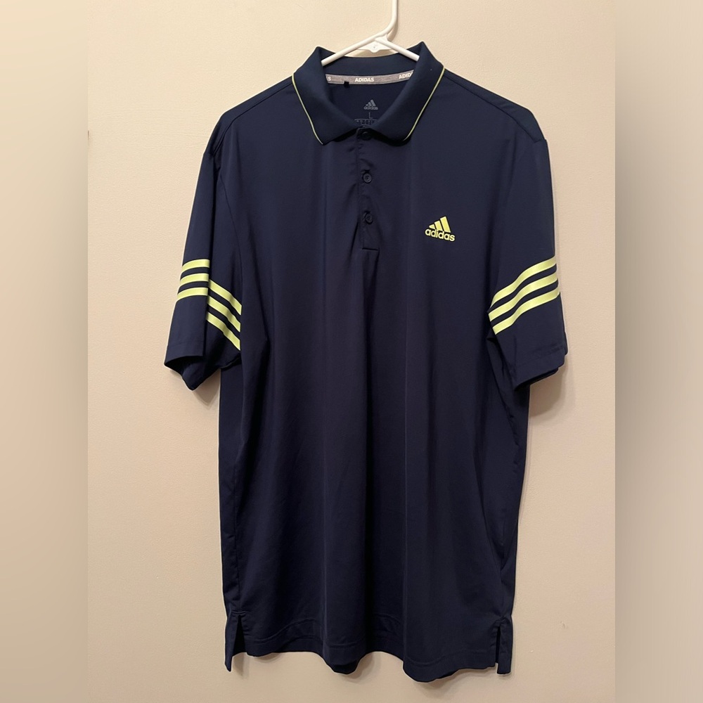 Adidas USA Ultimate 365 Gradient Sleeve Polo Shirt Men’s Large Navy Lime Green